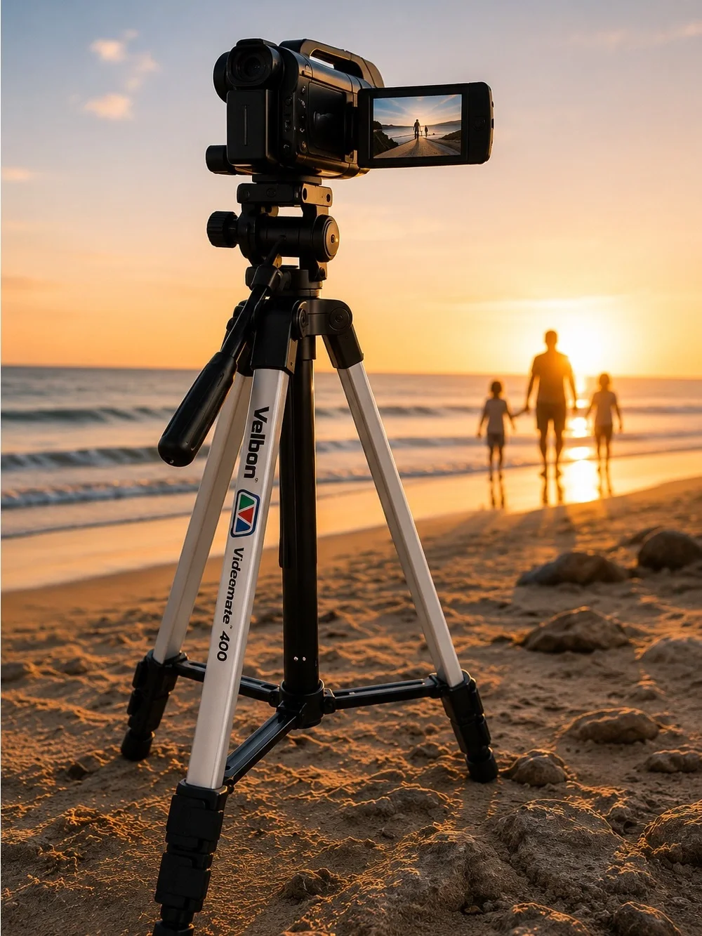 VELBON Videomate 400 Camcorder Tripod Deluxe Lightweight Aluminum Pan Head 3-Way